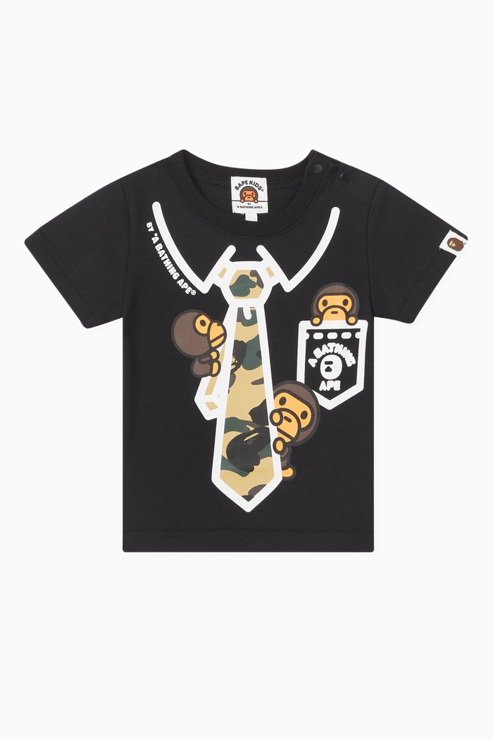 

1st Camo Neck-tie Print T-shirt in Cotton-jersey, Black