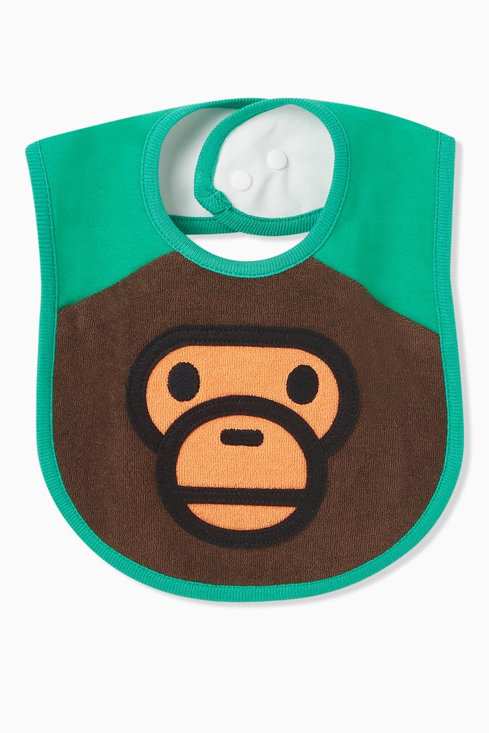 Baby Milo Pile Monkey Bib in Cotton, Green