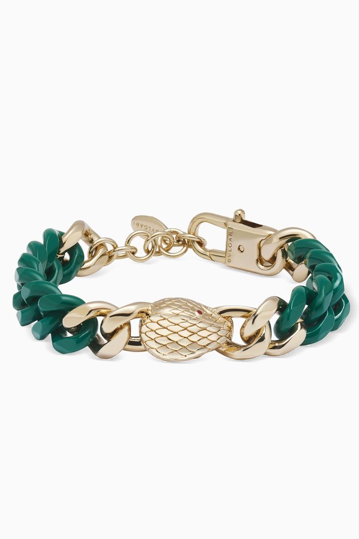 

Serpenti Forever Maxi Chain Bracelet in Brass, Green