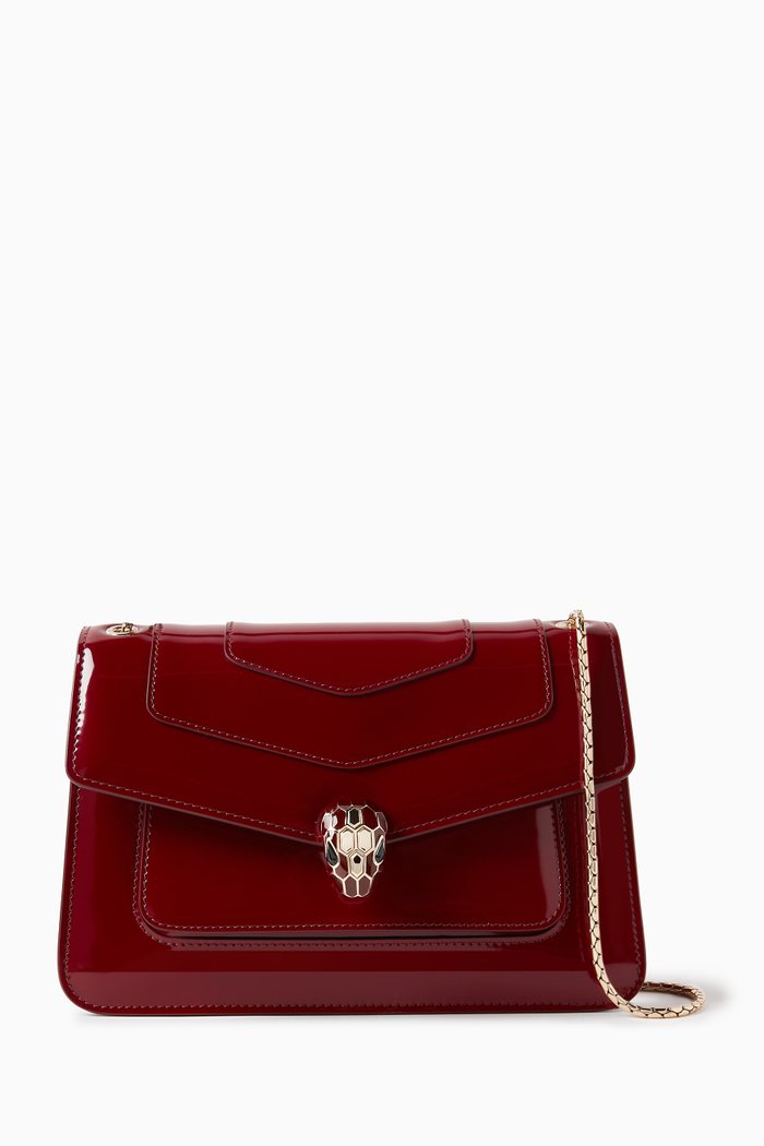 

Medium Serpenti Forever Shoulder Bag in Shiny Brushed Leather, Burgundy