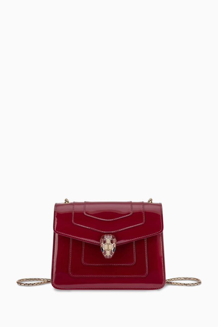 

Small Serpenti Forever Crossbody Bag in Shiny Brushed Leather, Burgundy