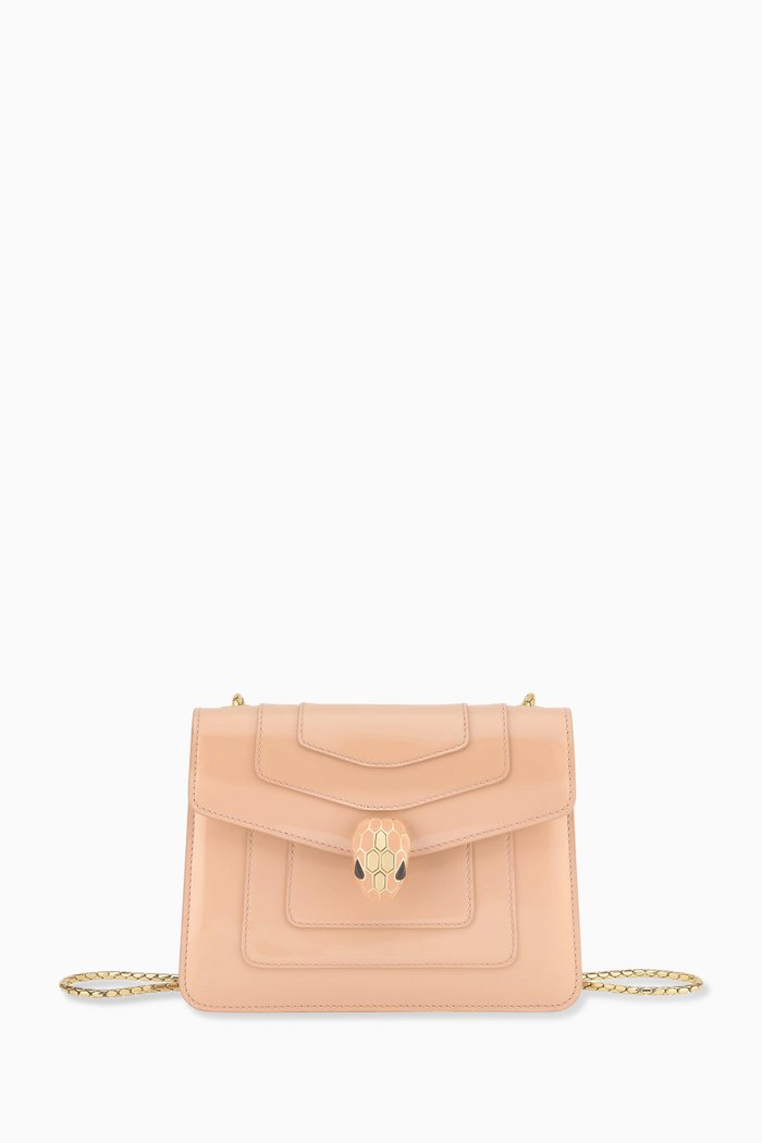 

Small Serpenti Forever Crossbody Bag in Shiny Brushed Leather, Neutral