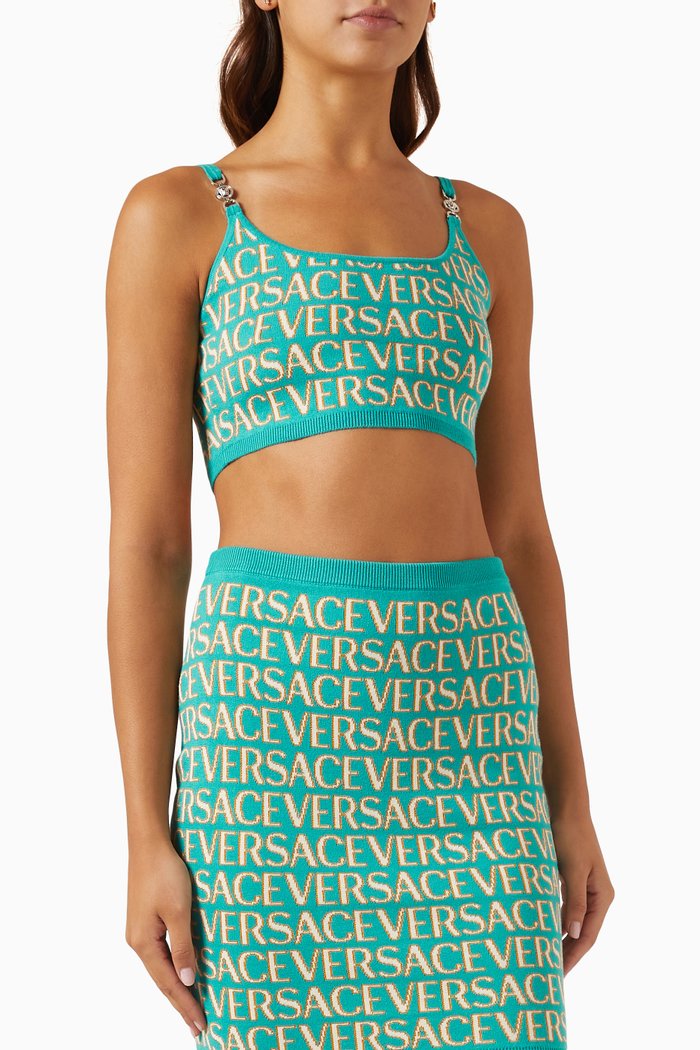 Logo-print Crop Top in Knit, Multicolour