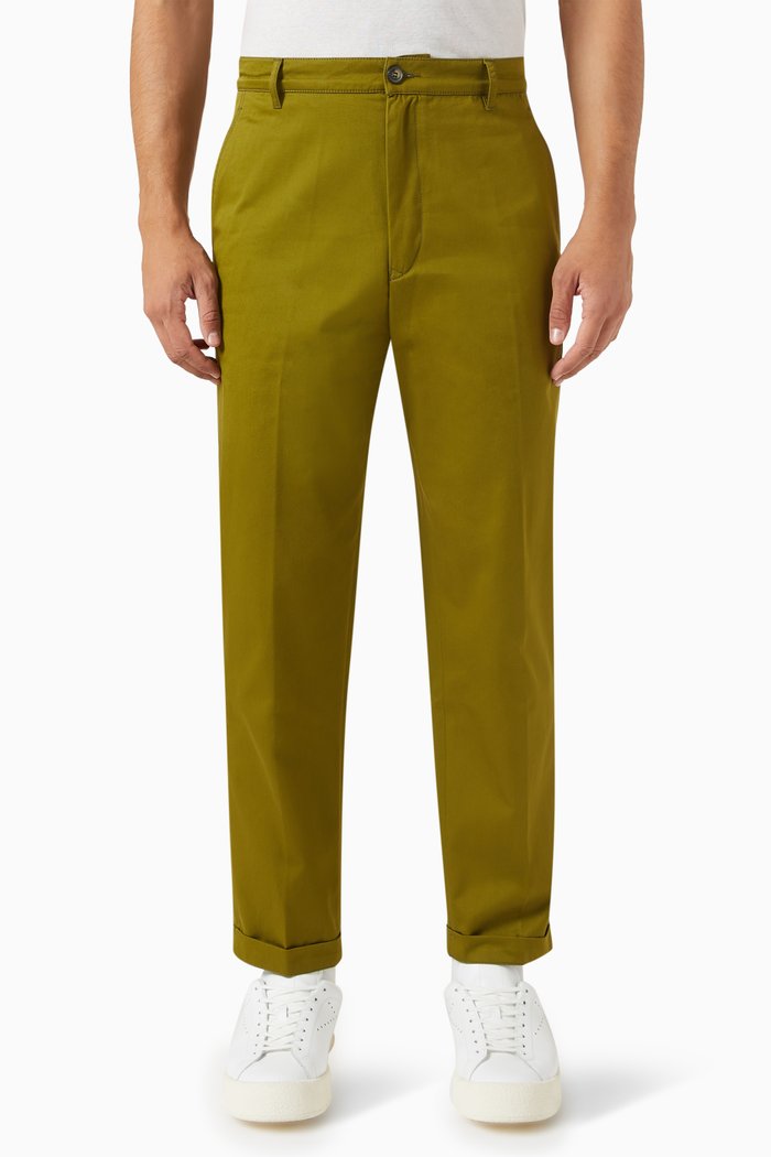

Straight-leg Trousers in Cotton, Brown