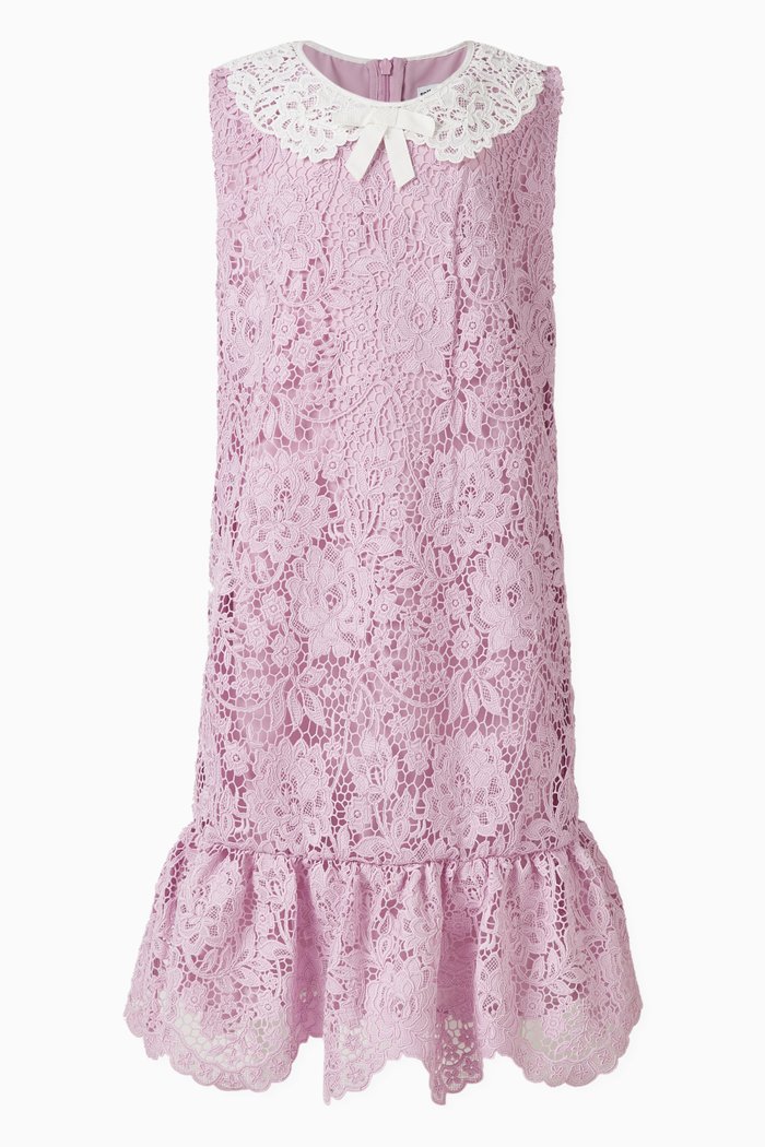 

Collared Floral Lace Dress, Pink