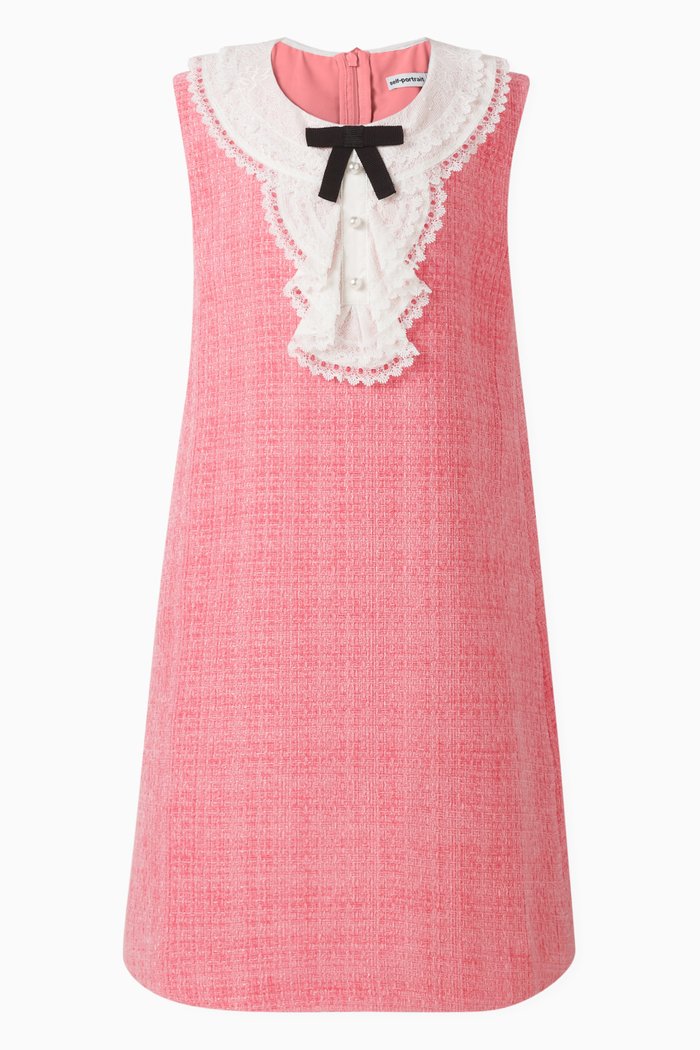 

Bow-embellished Dress in Tweed, Pink