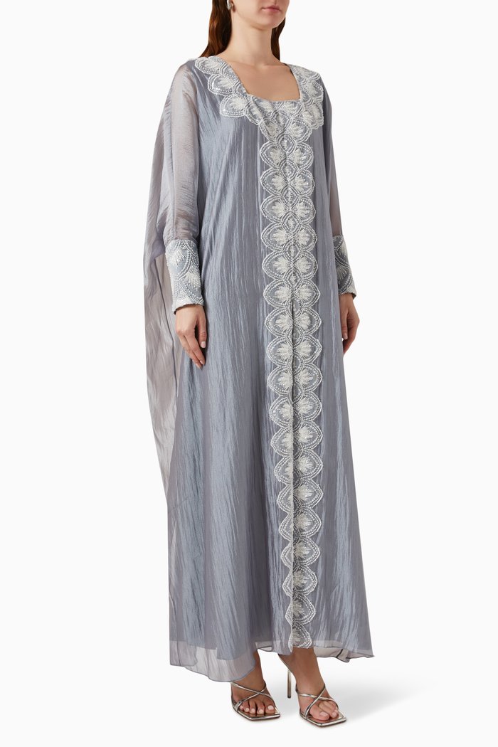 

Embellished Kaftan in Organza, Grey