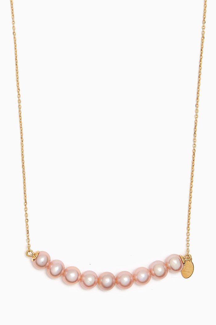 

Kiku Freshwater Pearl Bar Necklace in 18kt Gold, Yellow