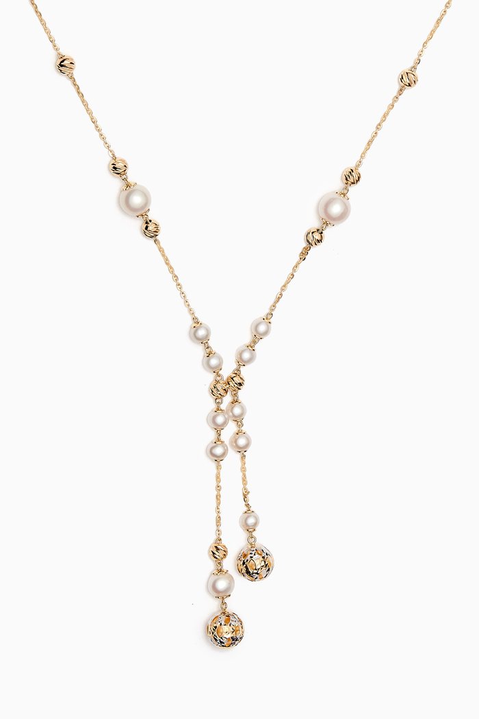 

Kiku Freshwater Pearl Tassel Necklace in 18kt Gold, Yellow