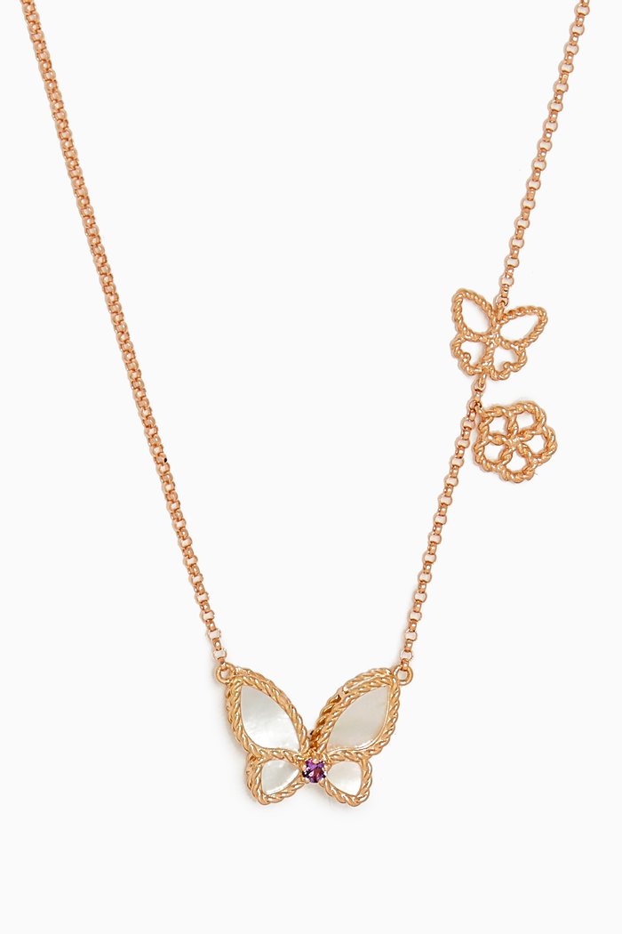 Farfasha Butterfly Petali del Mare & Amethyst Necklace in 18kt Rose Gold
