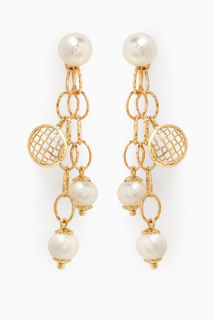 

Kiku Freshwater Pearl Charm Drop Earrings in 18kt Gold, Yellow