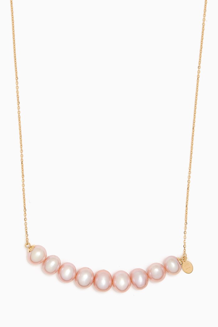 

Kiku Freshwater Pearl Bar Necklace in 18kt Gold, Yellow