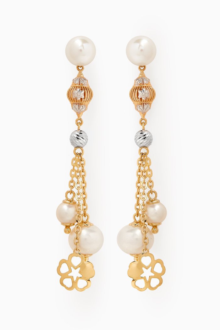 

Kiku Freshwater Pearl Charm Drop Earrings in 18kt Gold, Multicolour
