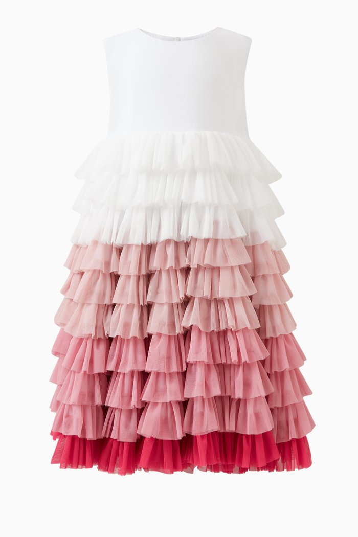 

Flamenco Tiered Dress in Cotton, Pink