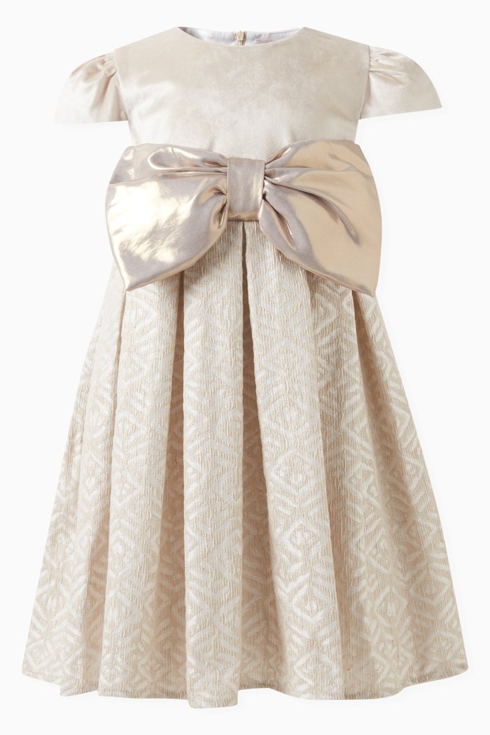 

Masha Bow-applique Dress in Polyester, Neutral