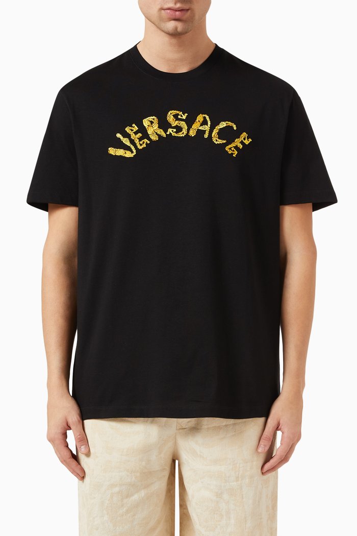 

Seashell Baroque Logo T-shirt in Cotton, Black