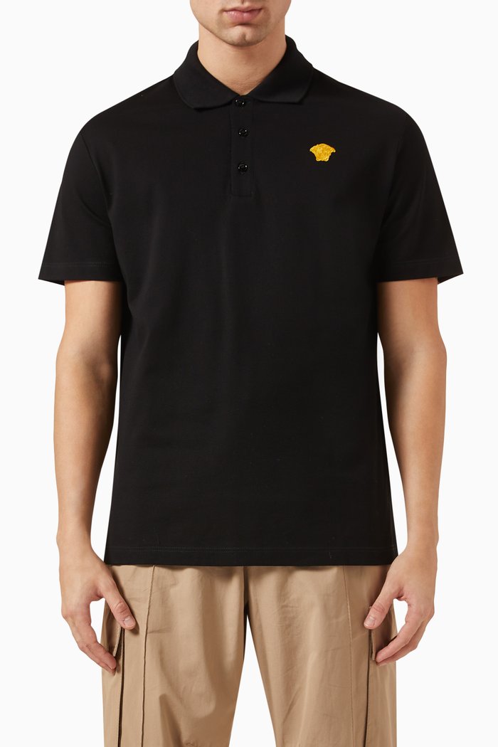 

Medusa Logo Polo Shirt in Cotton, Black