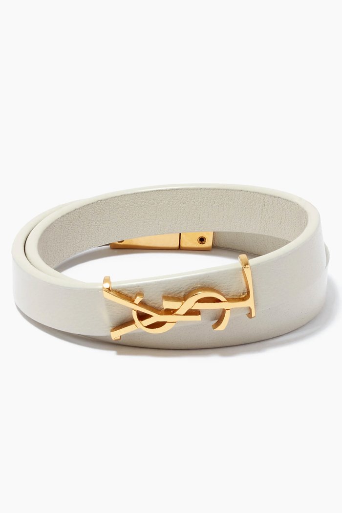 

Opyum Double Wrap Bracelet in Leather, White