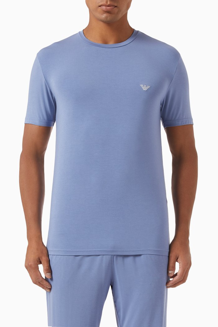 

Logo-embroidered Lounge T-shirt in Stretch-modal, Blue