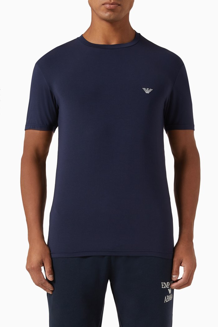 

Logo-embroidered Lounge T-shirt in Stretch-modal, Blue