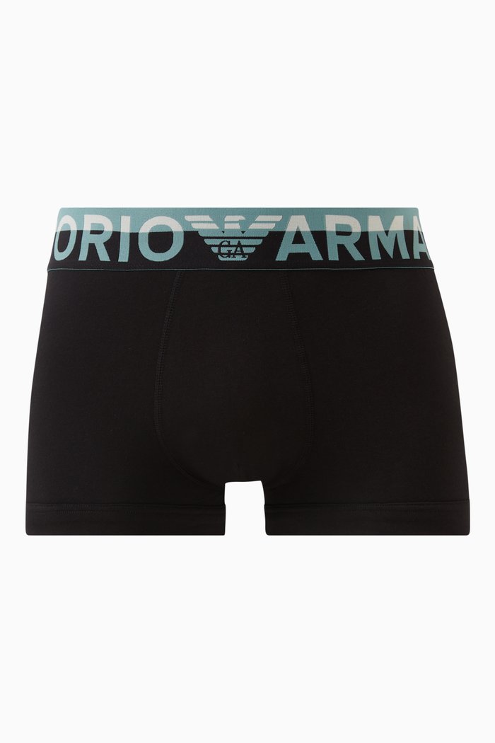 T37 Logo Trunks in Cotton Stretch, Black