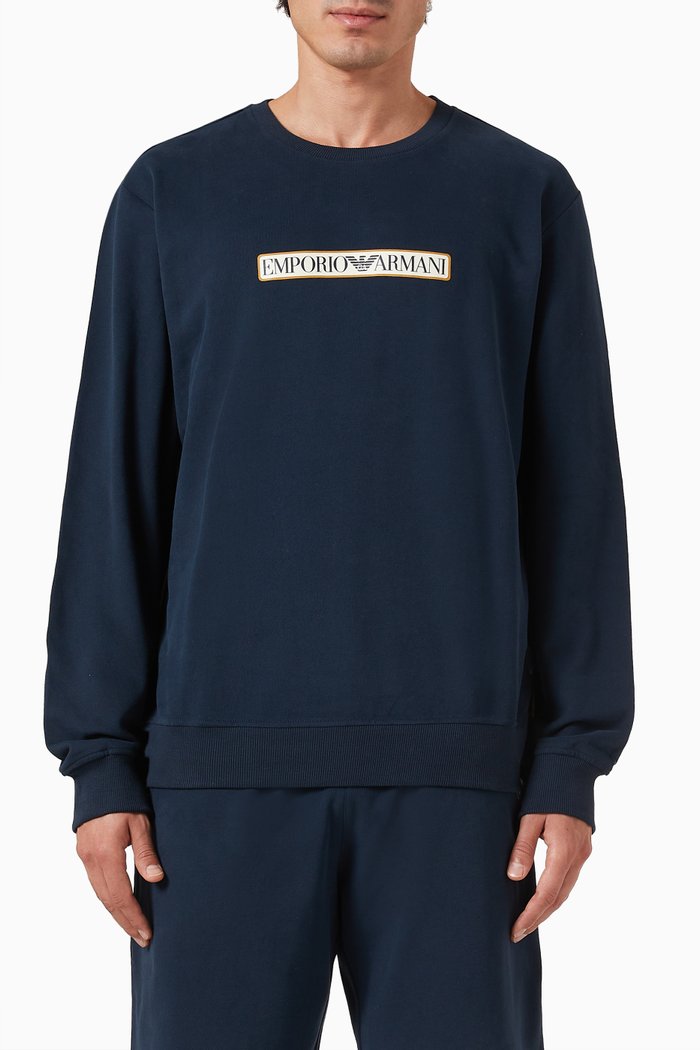 Logo Lounge Sweatshirt in Cotton, Blue
