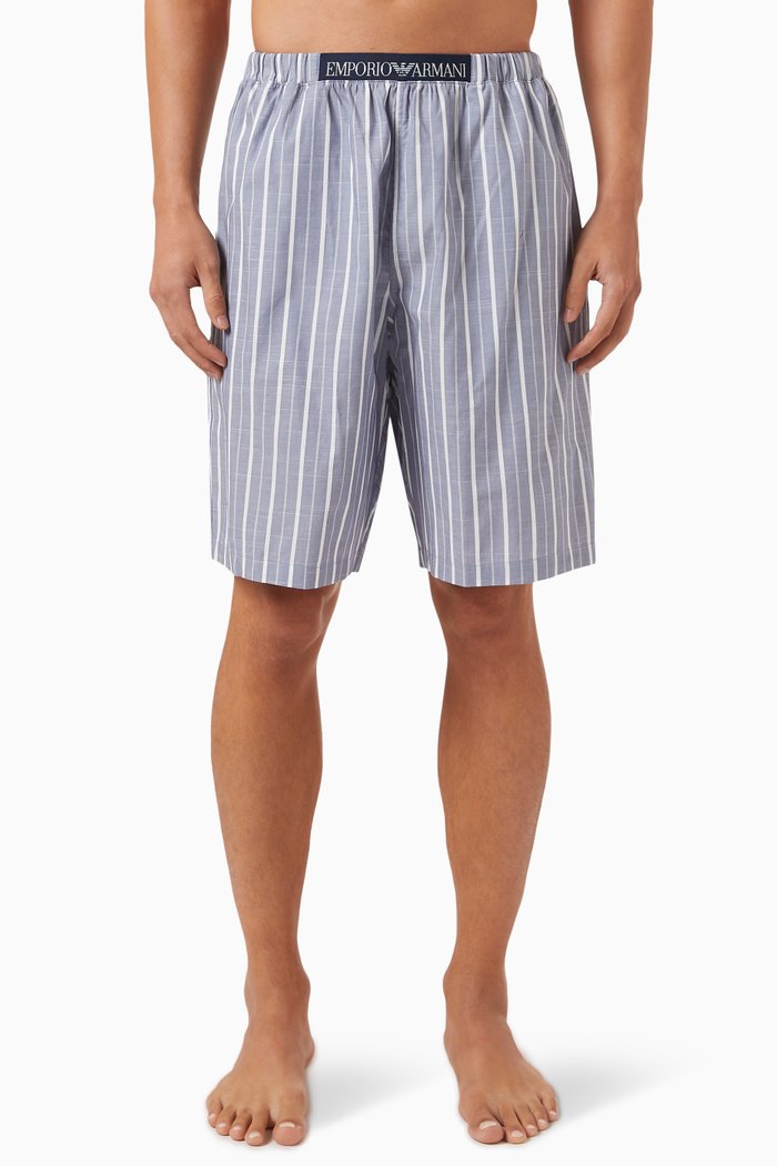 

T45 Striped Bermudas in Cotton, Blue