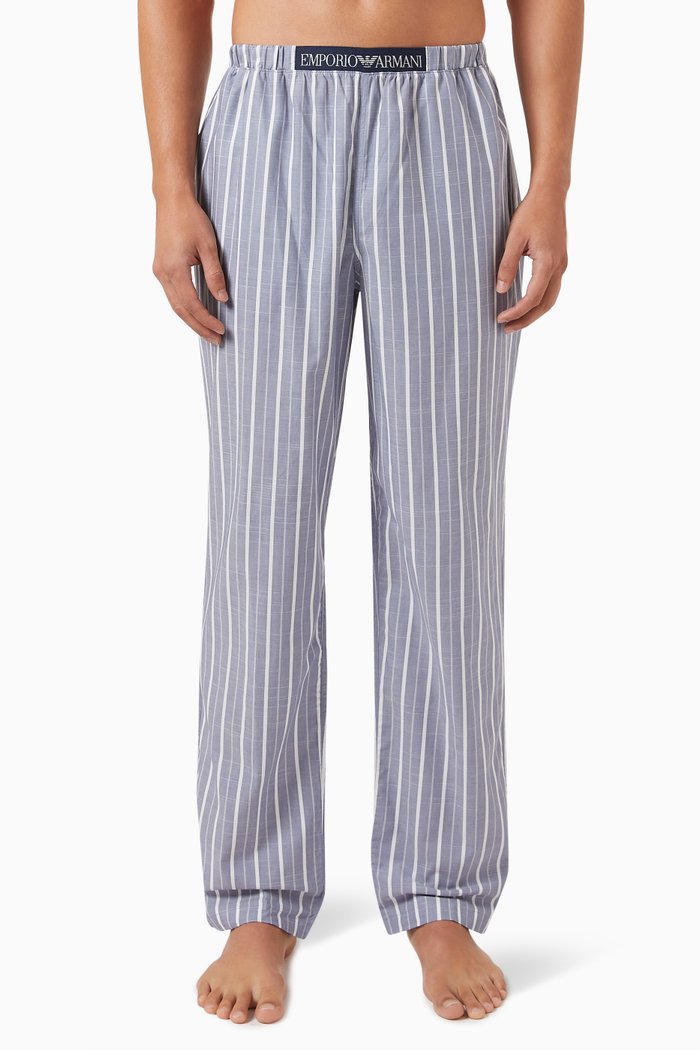 

T44 Printed Pyjama Pants in Cotton, Blue