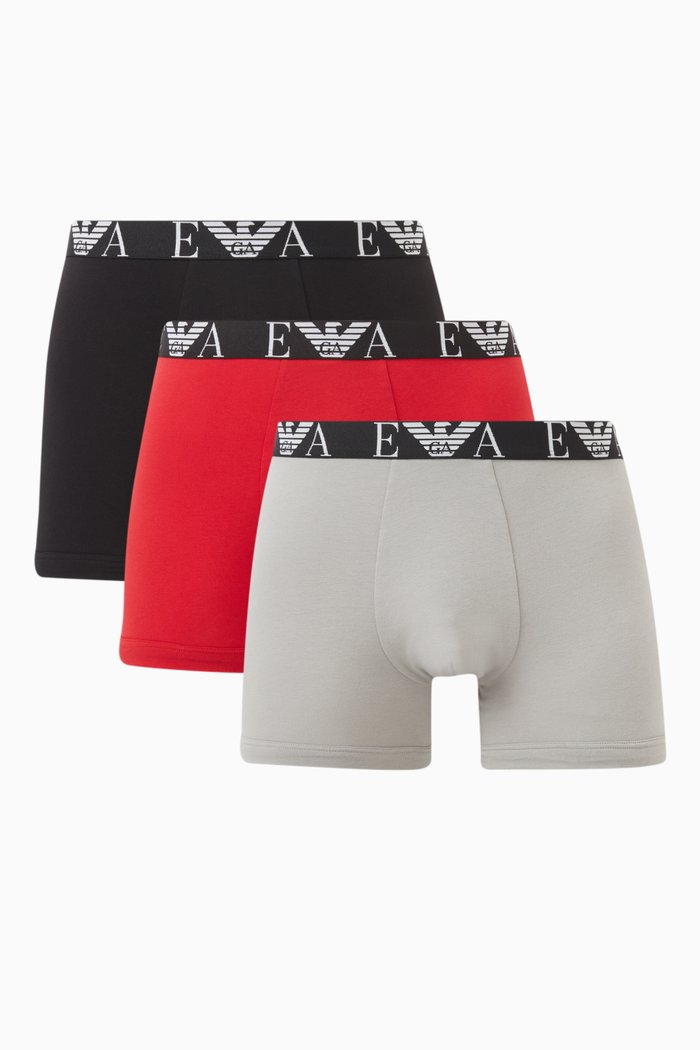 

EA Logo Boxer Briefs in Stretch-cotton, Set of 3, Multicolour