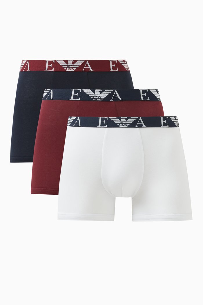 

EA Logo Boxer Briefs in Stretch-cotton, Set of 3, Multicolour