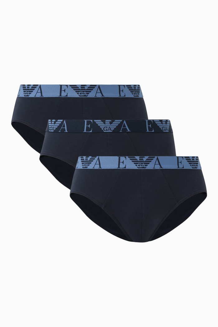 

EA Logo Briefs in Stretch-cotton, Set of 3, Multicolour
