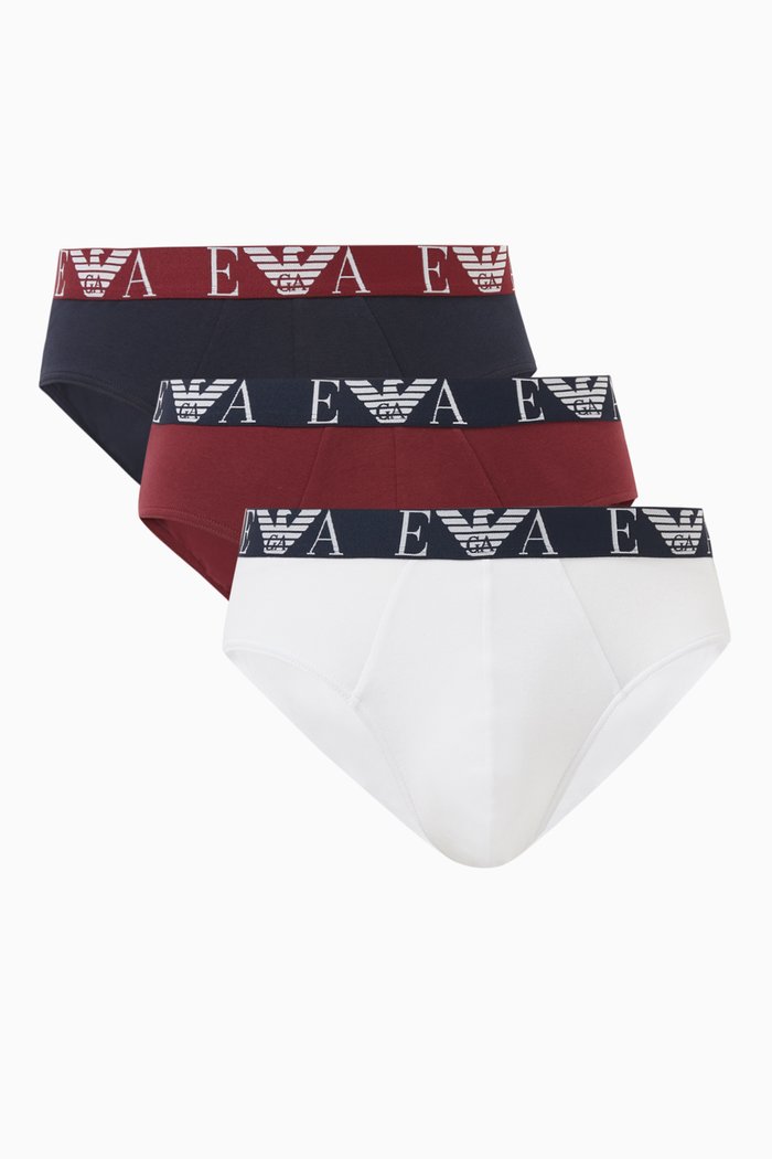 

EA Logo Briefs in Stretch-cotton, Set of 3, Multicolour