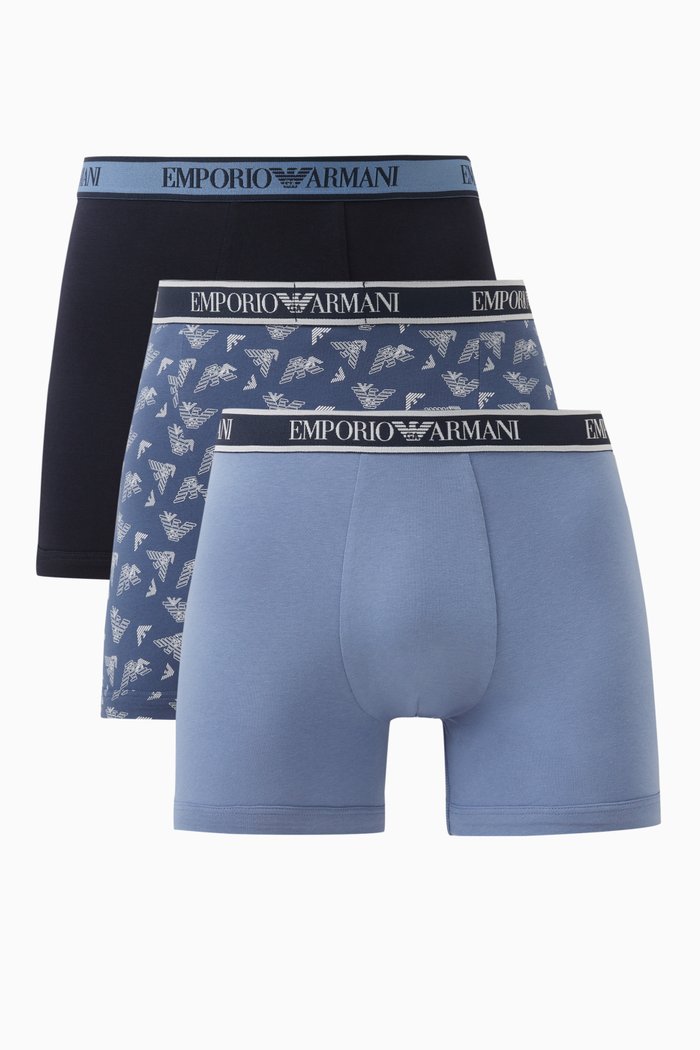 

T39 Logo Boxers in Cotton Stretch, Set of 3, Blue