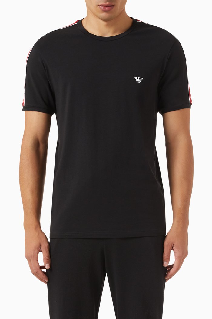 

N45 Logo Print T-shirt in Cotton Stretch, Black