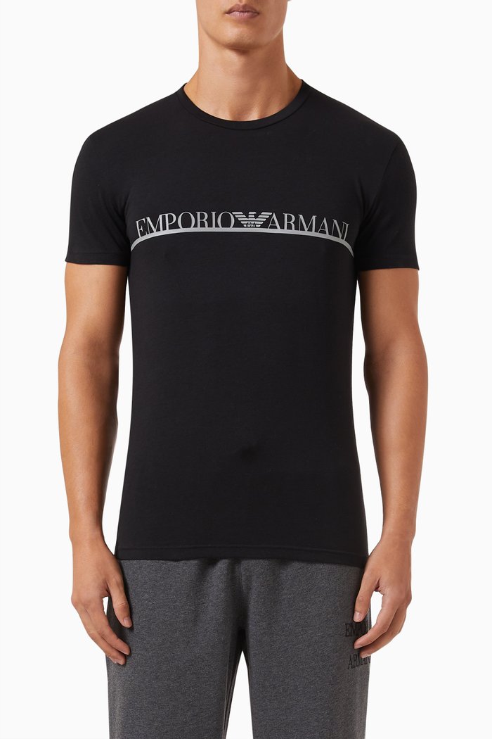 

N45 Logo T-shirt in Stretch-cotton, Black