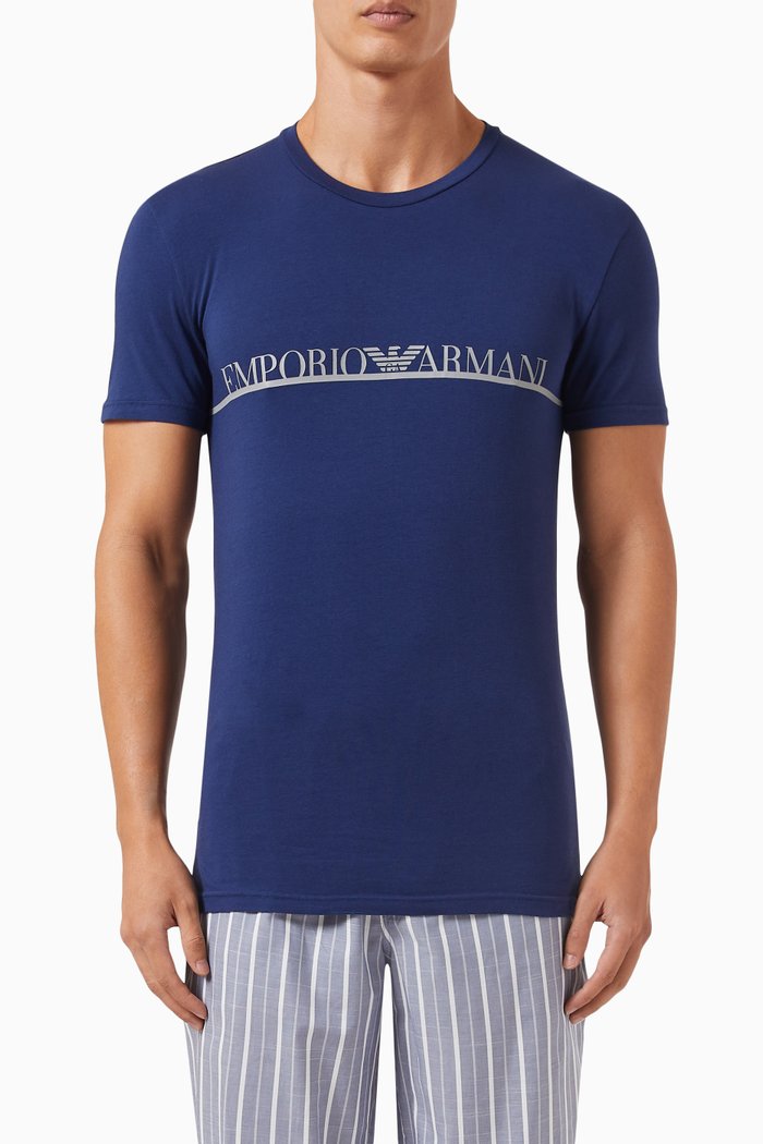 

N45 Logo T-shirt in Stretch-cotton, Blue