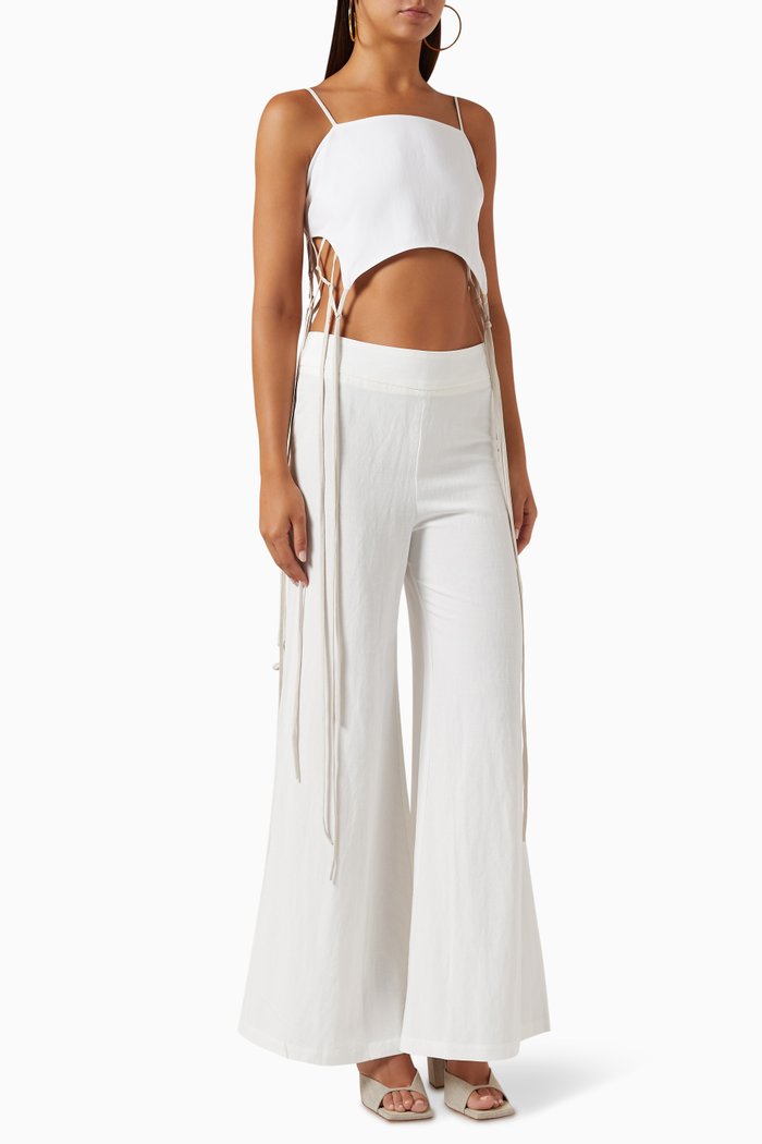 

Sienna Fringe Crop Top in Stretch-poplin, Neutral