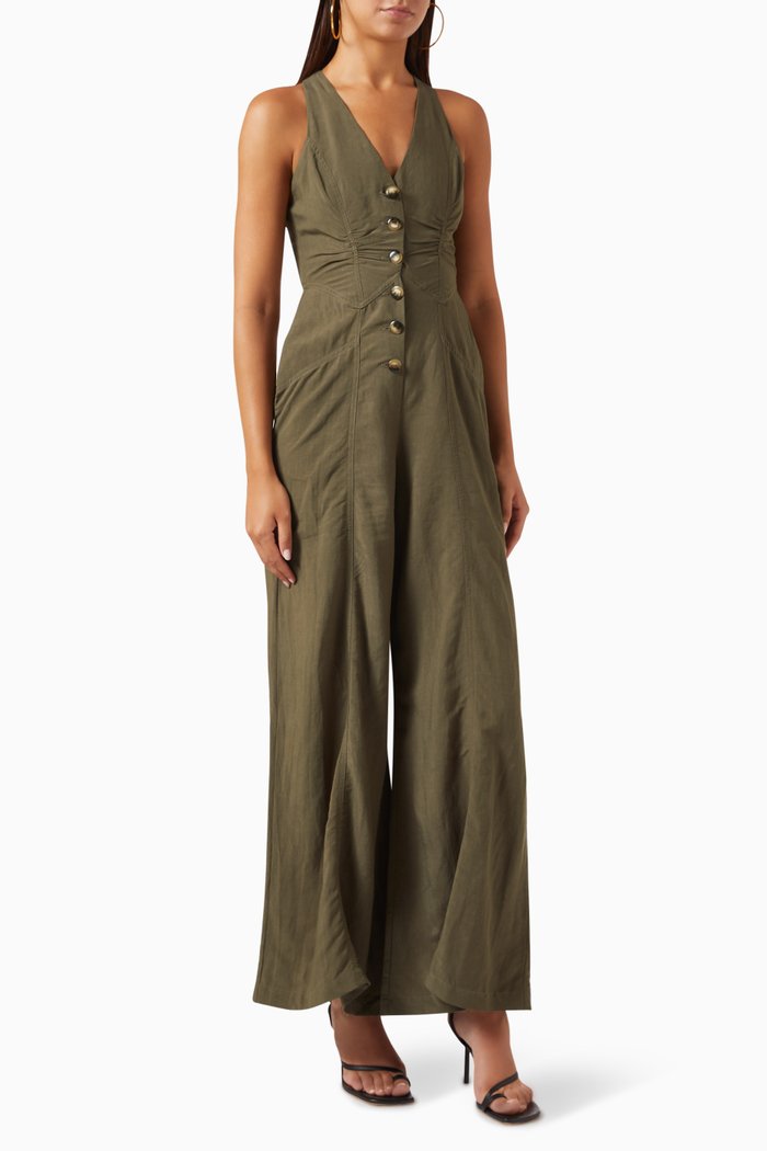 

Jasper Jumpsuit in Linen, Green