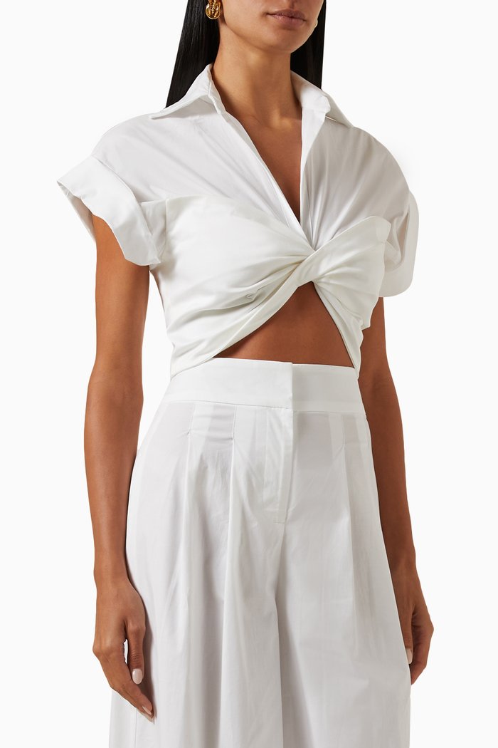 

Elliot Crop Top in Stretch-poplin, White