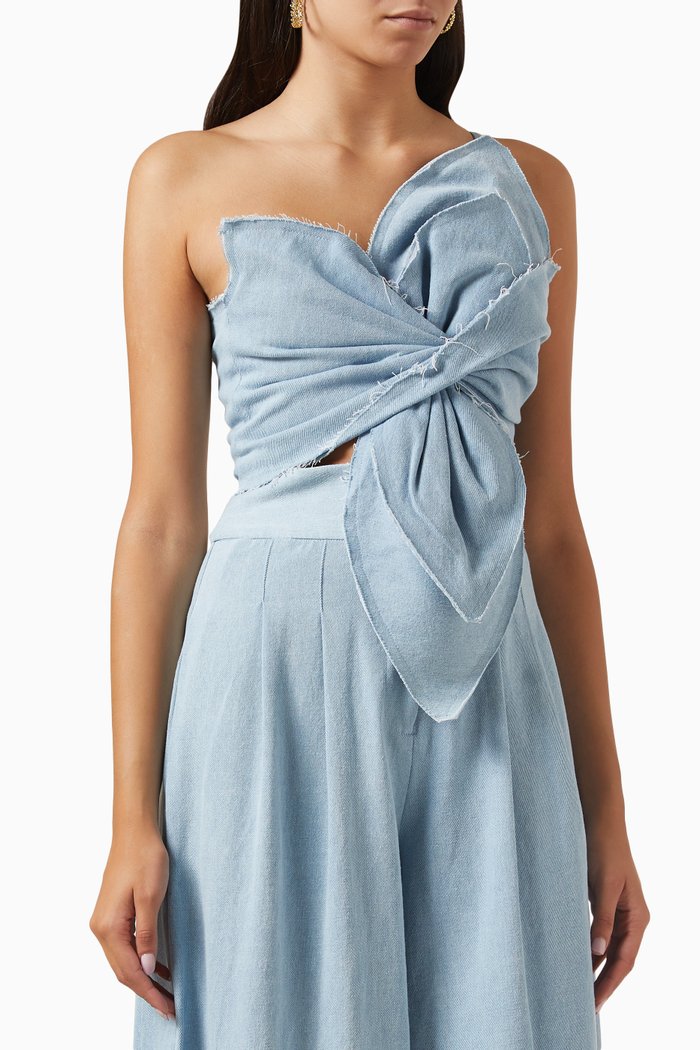 

Orchid Crop Top in Chambray, Blue