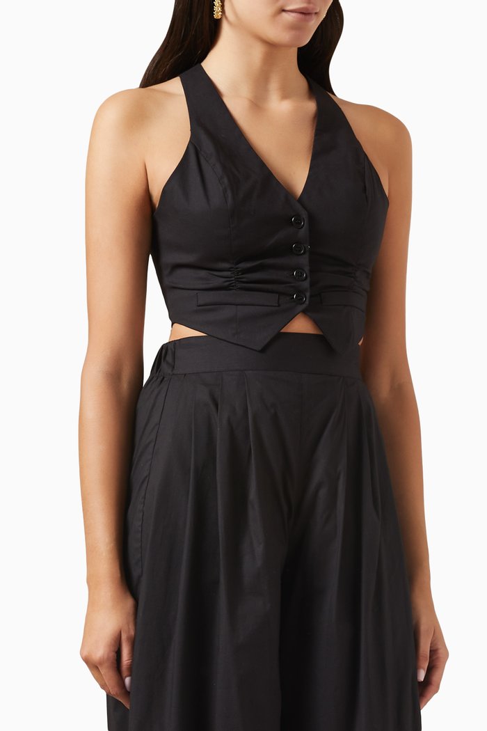 

Camp Vest in Stretch-poplin, Black