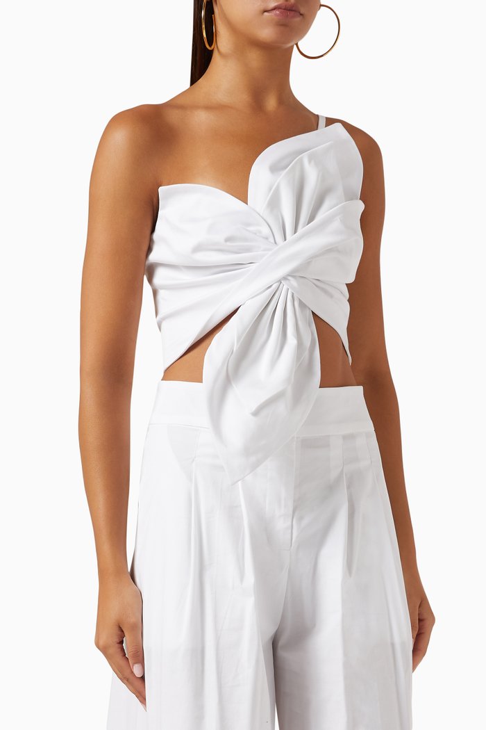 

Orchid Crop Top in Stretch-sateen, White