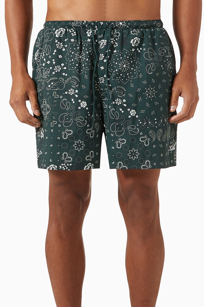 

Paisley Collins Swim Shorts in Nylon, Green