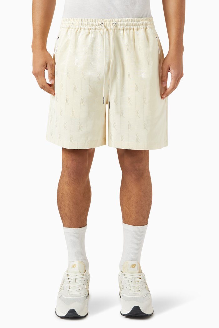 

Faille Cedar Jacquard Logo Shorts in Cotton Blend, Neutral