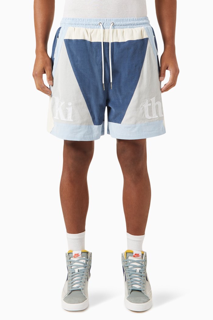 

Curtis Panelled Shorts in Cotton, Blue