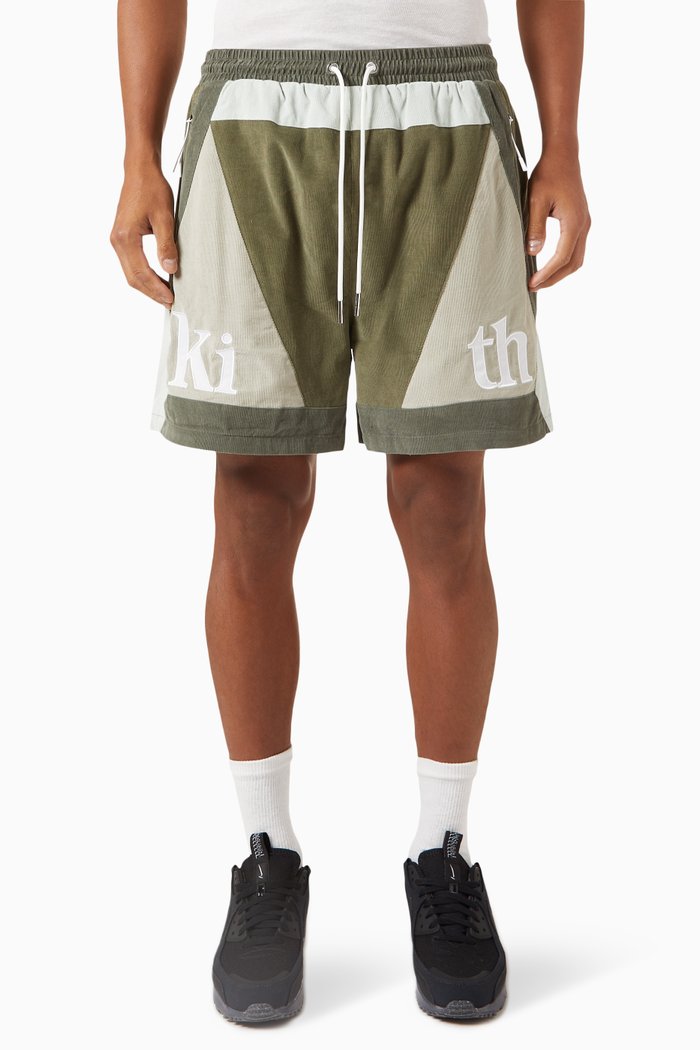 

Curtis Panelled Shorts in Cotton, Green