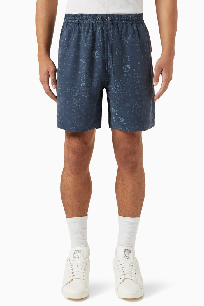 

Paisley Print Cedar Shorts in Cupro Blend, Blue