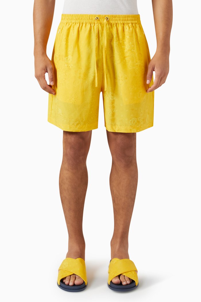 

Paisley Print Cedar Shorts in Cupro Blend, Yellow