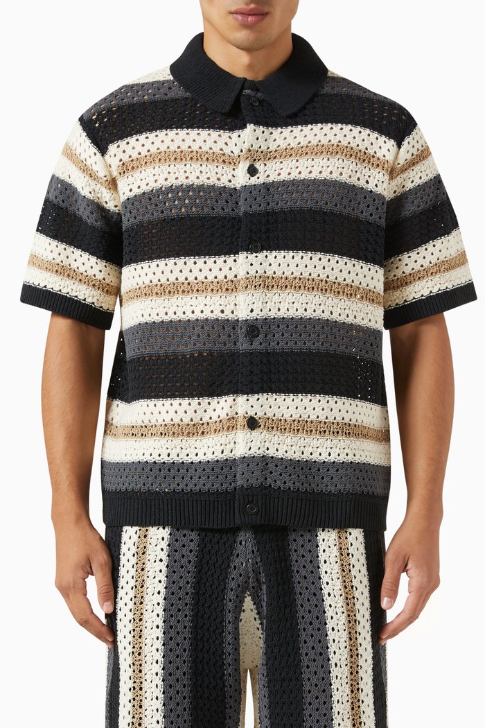 

Thompson Crochet Buttondown in Cotton, Black
