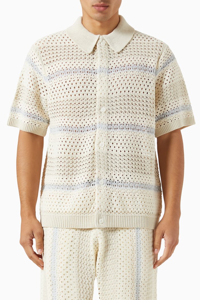 

Thompson Crochet Buttondown in Cotton, Grey
